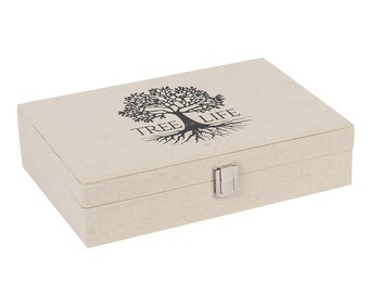 Gorgeous Tree of Life Canvas Jewellery Box - Ideal gift for girlfriend, mum, daughter, nan - Valentine's Day