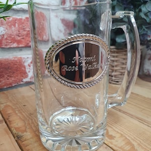 Personalised Guardsman 1 Pint Tankard - Engraved on silver plate with your message!