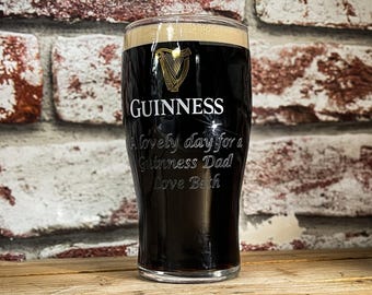 Personalised Engraved Guinness Tulip Pint Glass, Add Any Message In A - Foto 9