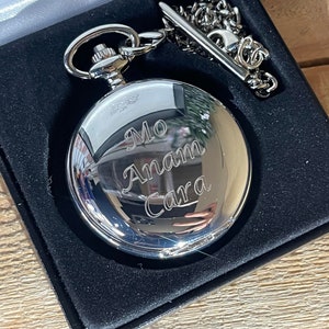 Personalised AE Williams Double Hunter Pocket Watch. Engraved with your message Wedding Anniversary Birthday Groom Best man image 10