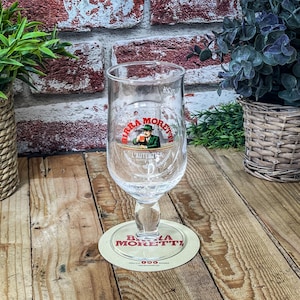 Engraved Birra Moretti Pint chalice Glass. Personalised with your message. Great for Dad or a Beer lover!
