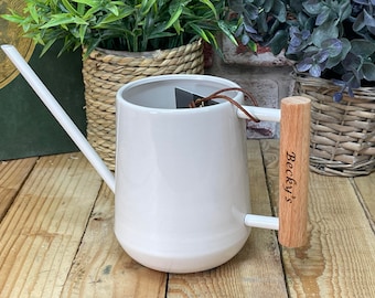 Personalised Engraved Indoor Watering Can. Your message laser engraved in the handle. Great personal gift for gardeners of all ages!