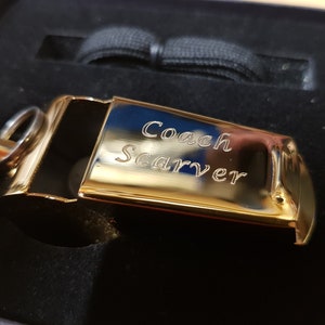 Personalised Engraved Stainless Steel or Gold Plated Whistle FREE Gift Box. Great for sports coaches and teachers or Valentines Gift image 4