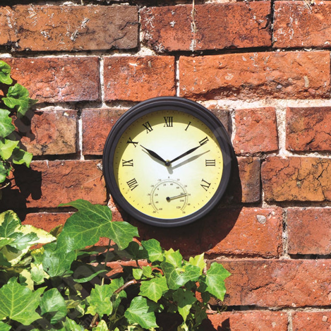 Garden Clock and Thermometer Laser Engraved With Your Message on the