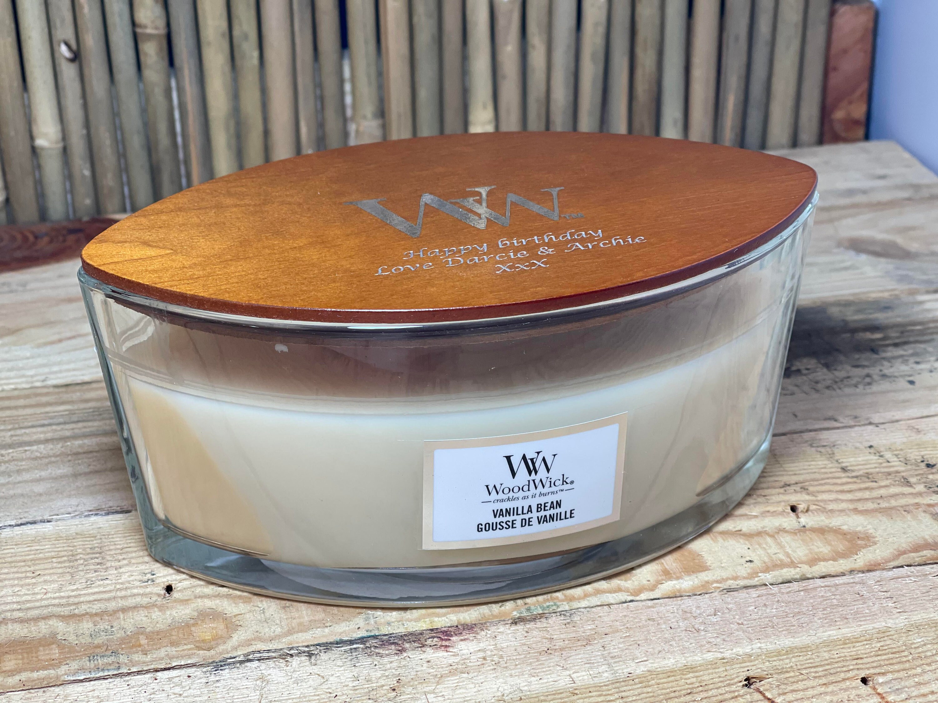 Personalised Woodwick Ellipse Candle Jar Vanilla Etsy UK