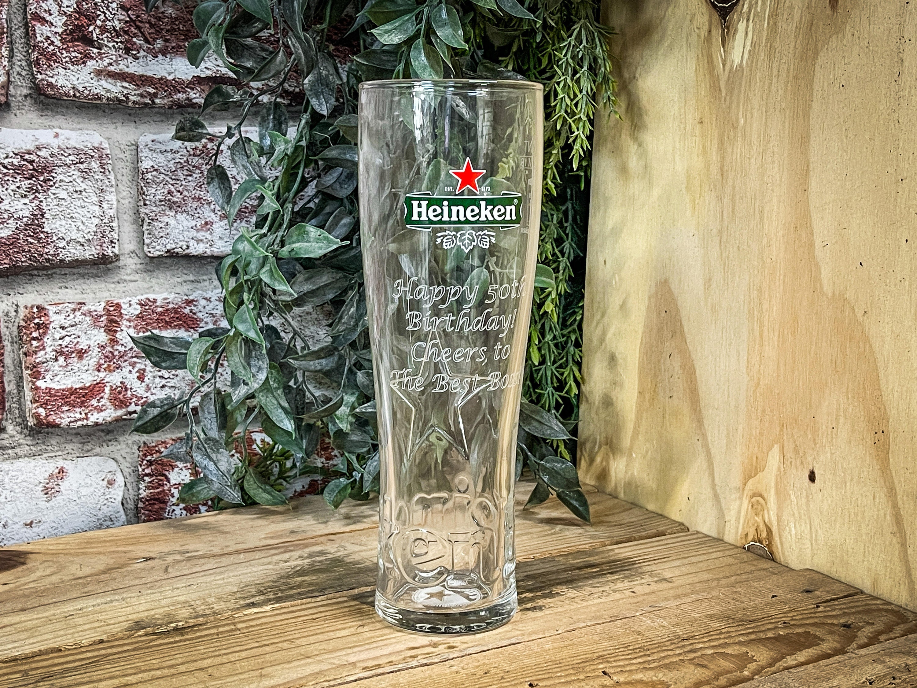 Heineken Small Beer Glass Red Star Logo Bier Glass approx 10oz