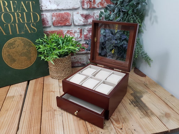 Caja Reloj Hombre Para 6 Relojes, Con Ventana De Cristal Regalo