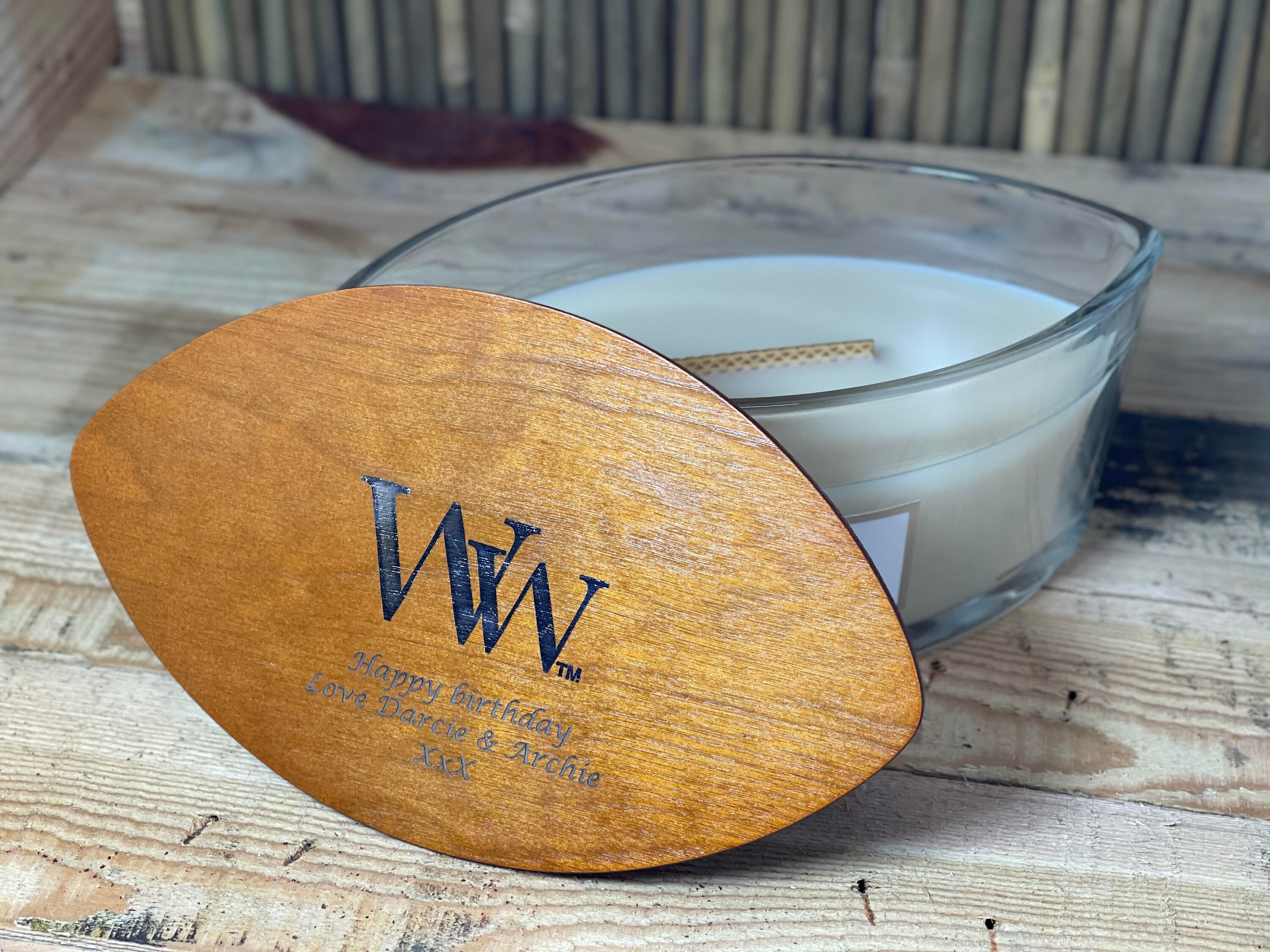 Personalised Woodwick Ellipse Candle Jar Vanilla Etsy UK