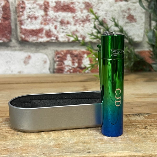 Personalised Peacock Metal Clipper, engraved with your message! Comes in gift tin. ideal stocking filler - fully refillable