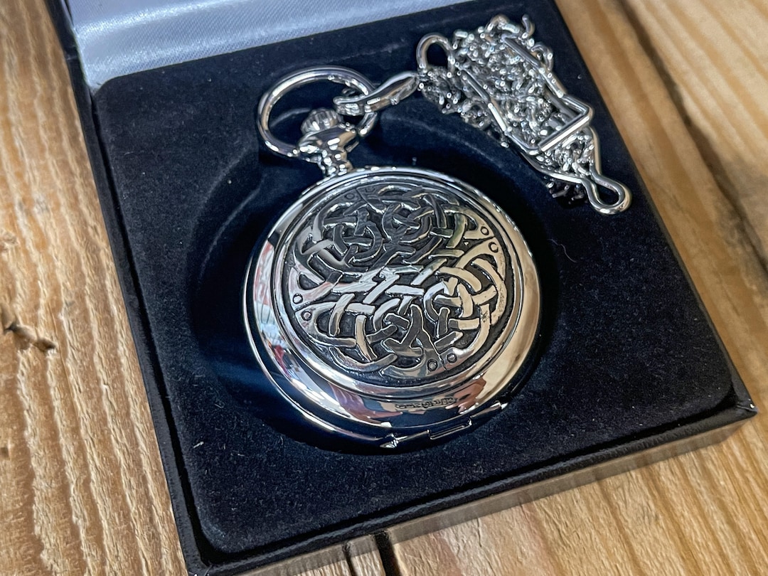 Personalised AE Williams Pocket Watch. Never Ending Celtic Knot