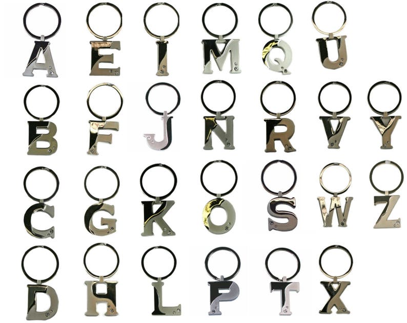 Letter Chrome Silver Chunky Alphabet Key Rings! A-Z! Engraved With Your ...