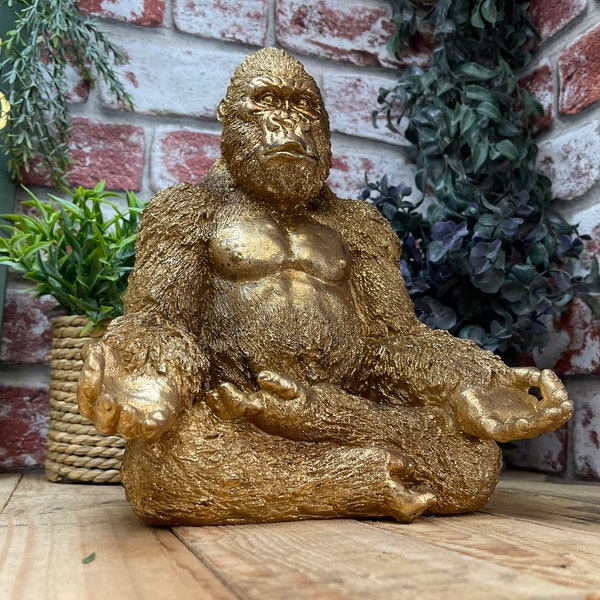 Gorgeous Yoga Gorilla Resin Ornament - Quirky and Stylish - Funky Centrepiece for any Home - 27cm Tall