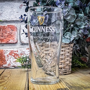Engraved Guinness Harp Pint Glass. Personalised with your message. Great for Dad or a Guinness lover!