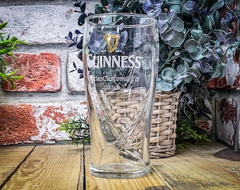 Engraved Guinness Harp Pint Glass. Personalised with your message. Great for Dad or a Guinness lover!