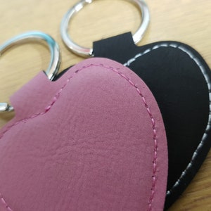 Leather Heart Keyring - Engraved with your message! Black!