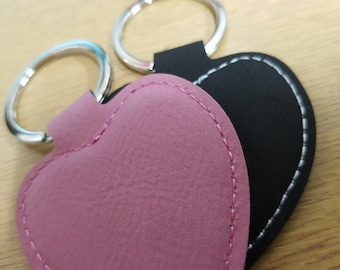 Leather Heart Keyring - Engraved with your message! Black!