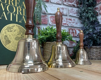 Personalised Brass Hand Bell. Engraved with your message! Perfect for Home - Boat - Pub - Restaurant - Hotel - 3 sizes available - 2 colours