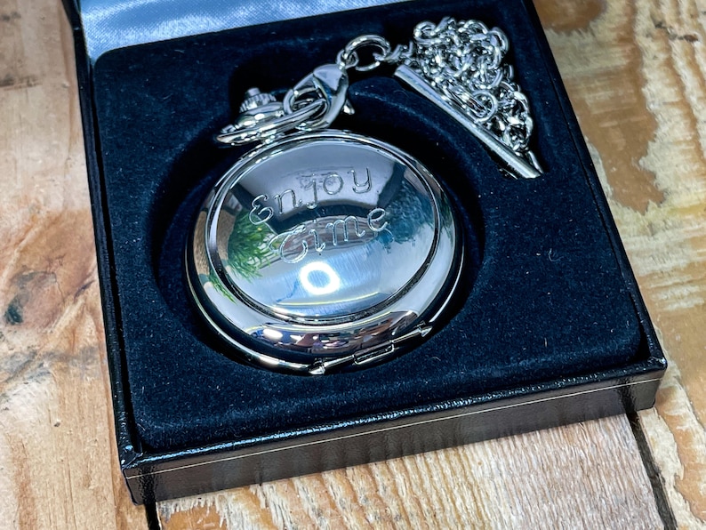 Personalised AE Williams Double Hunter Pocket Watch. Engraved with your message Wedding Anniversary Birthday Groom Best man image 4