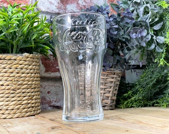 Engraved Coca Cola Glass. Two Sizes Available 22oz or 16oz. Personalised with your message around the top of the glass