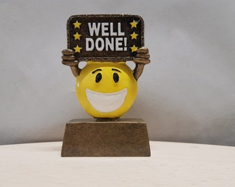 Happy Chappy Well Done Trophy - Solid Resin - Engraved!