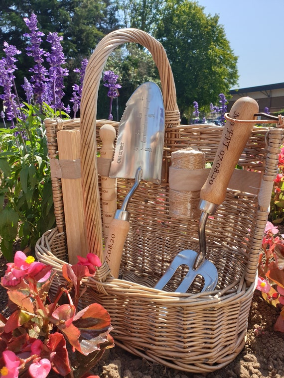 Personalised Garden Tool Gift Set Basket. Engraved With a Name Etsy