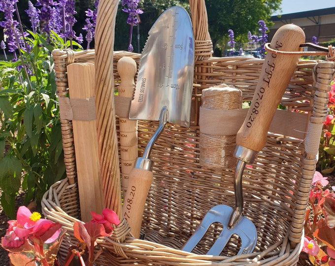 Amazing Personalised Garden Tool Gift Basket Engraved With Name or Date