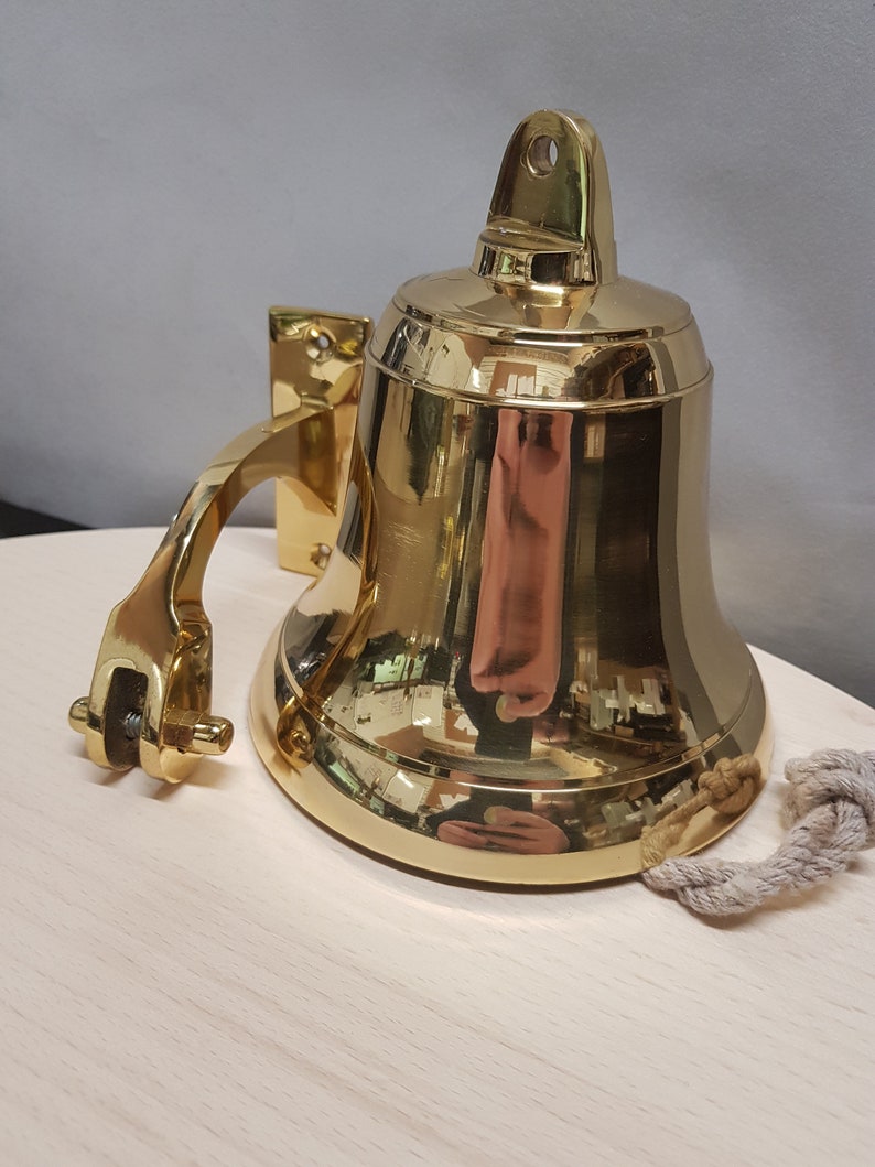 personalised Brass/Chrome Bell with fittings. Engraved with your message Perfect for Birthday Wedding Anniversary Home Boat Pub image 8