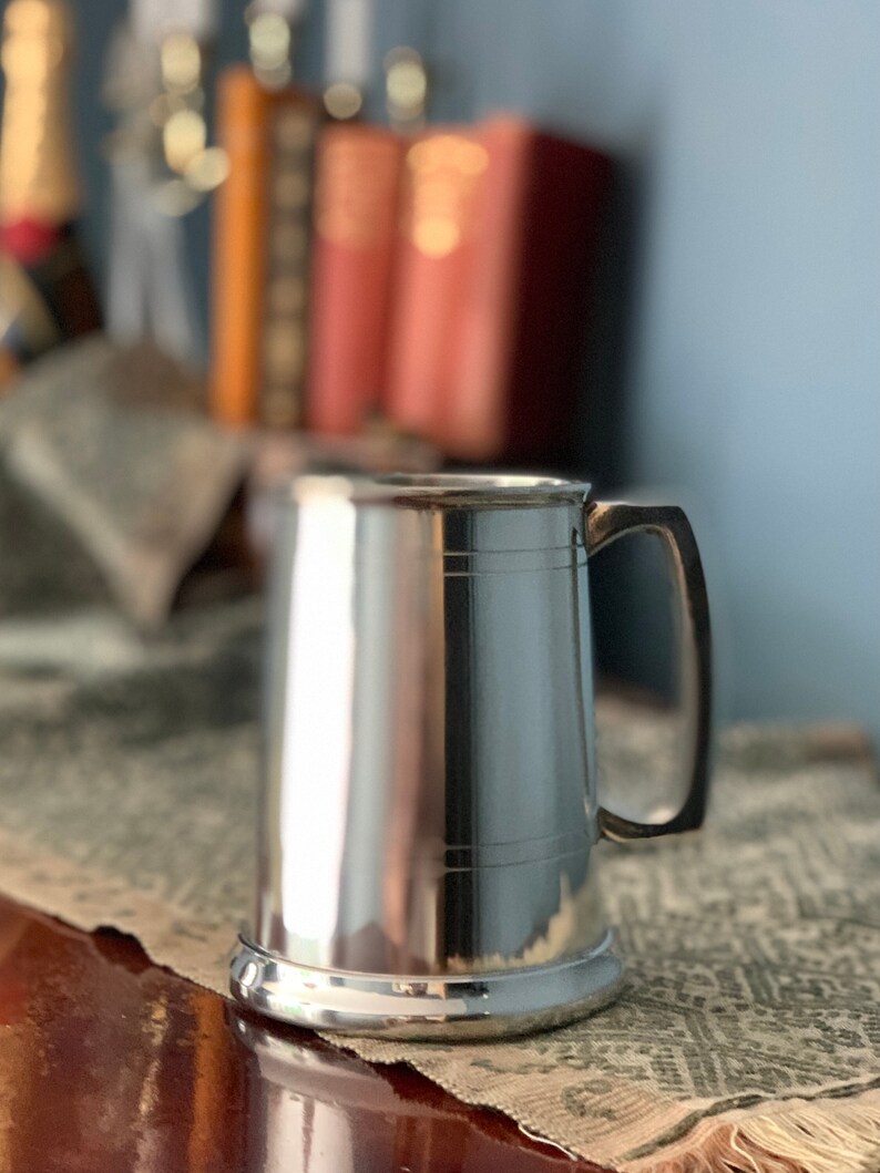 Stunning 1 Pint Pewter Tankard with Glass Base engraved with your message Groom Dad Grandad Father's Day Wedding Anniversary image 2