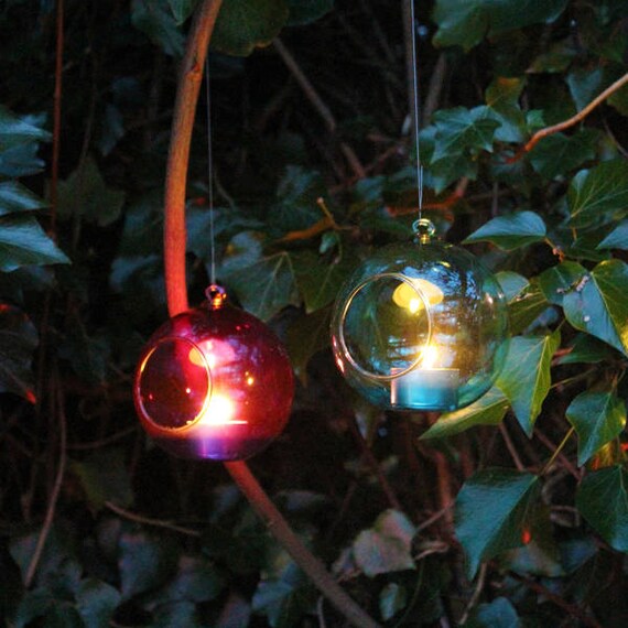 Glass Bauble Tealight Holders Sets of 2 Choice of colours great for parties and Christmas decoration
