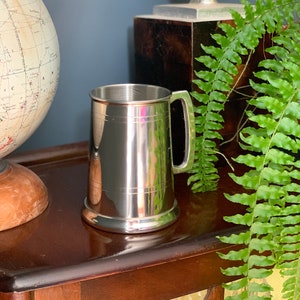 Stunning 1 Pint Pewter Tankard with Glass Base engraved with your message Groom Dad Grandad Father's Day Wedding Anniversary image 1