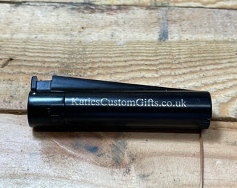 Personalised Black Metal Jet flame Clipper, laser engraved with your message! Comes in gift tin, ideal stocking filler - fully refillable