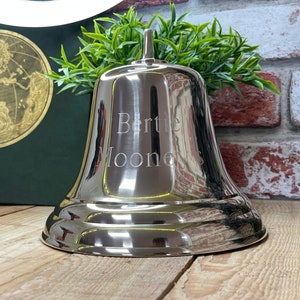 personalised Brass/Chrome Bell with fittings. Engraved with your message Perfect for Birthday Wedding Anniversary Home Boat Pub image 9