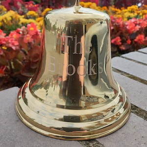 personalised Brass/Chrome Bell with fittings. Engraved with your message Perfect for Birthday Wedding Anniversary Home Boat Pub image 4