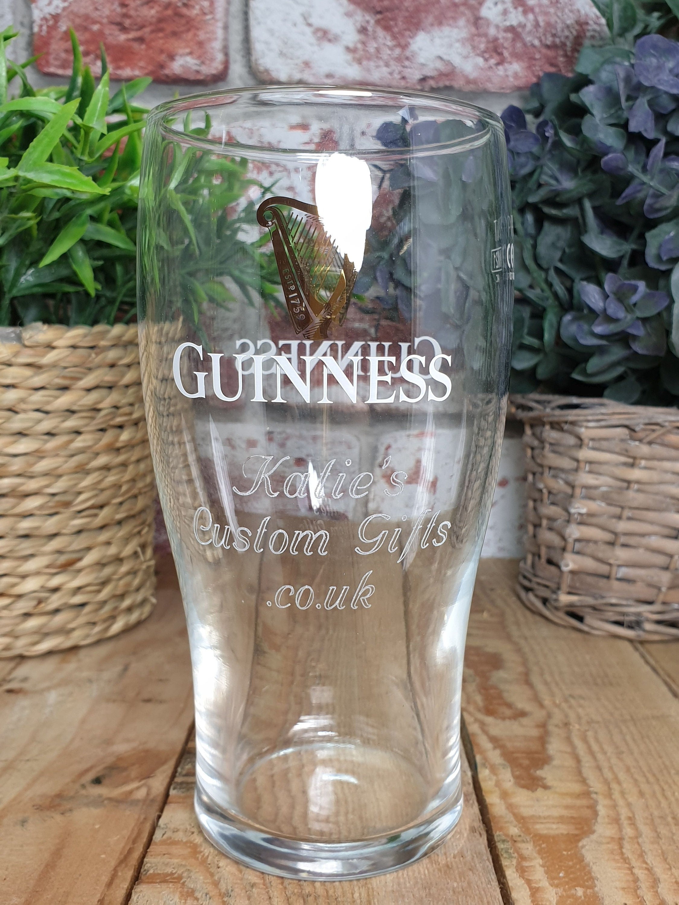 Engraved Guinness Pint Glass. Personalised With Your Message. Etsy