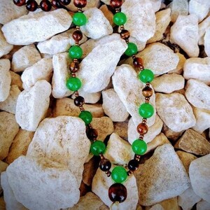 Money Attracting Jade and Tiger&#39;s Eye Necklace