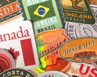 10 Sticker Bundle | Mix & Match Your Favourites | Hand-Drawn Travel Souvenir Waterproof Vinyl Decals | Save vs Buying Individually