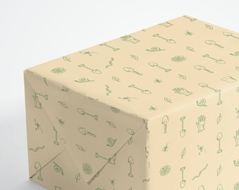 Gardening Wrapping Paper | Illustrated Garden Gift Wrap 3 Large Sheets | Gardener Birthday Present