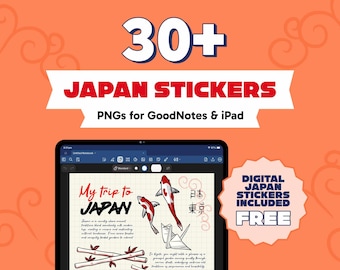 Japanse Kawaii-stickers, meer dan 30 PNG-bestanden (directe digitale download)