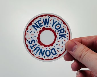 Sticker donuts New York | Waterdichte matvinylsticker (laptop, bagage)