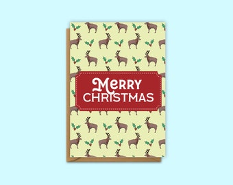 おもしろいトナカイのクリスマスカード｜イラスト入りクリスマスグリーティングカード（イギリス）