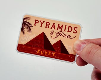 Egypt Pyramids Sticker Waterproof Vinyl | Giza Travel Decal 100mm | Laptop Water Bottle Luggage Suitcase