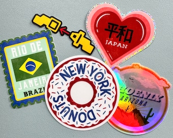 Bundel vintage reisstickers | Holografische, glitter, matte vinylstickers