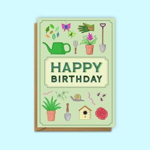 Tarjeta de feliz cumpleaños jardín