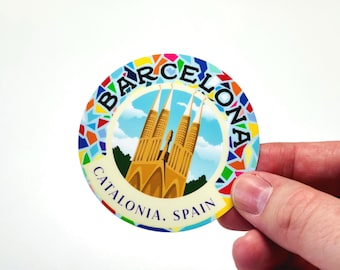 Sticker Sagrada Familia Barcelona, waterdicht vinyl reissticker, souvenir Catalonië