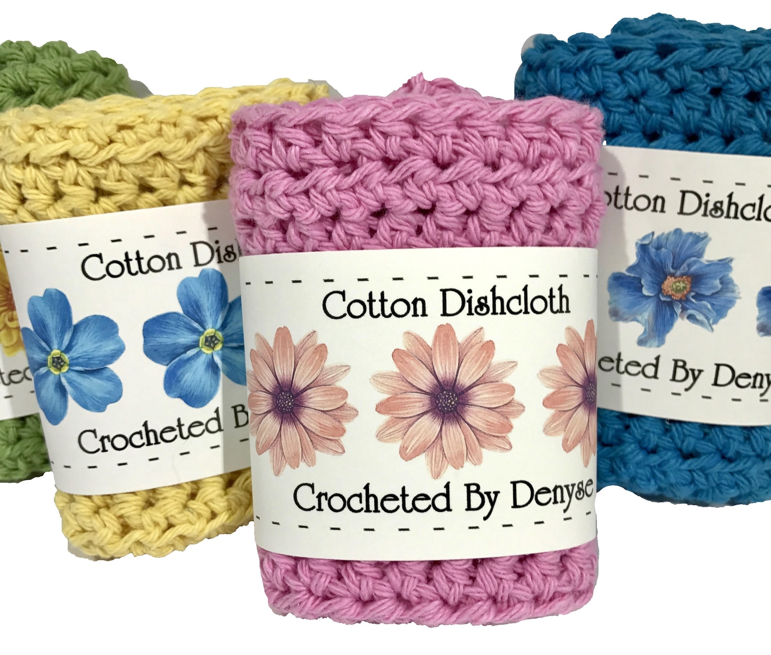 Buds in a Row Crochet Dishcloth Labels Packaging Tags Etsy