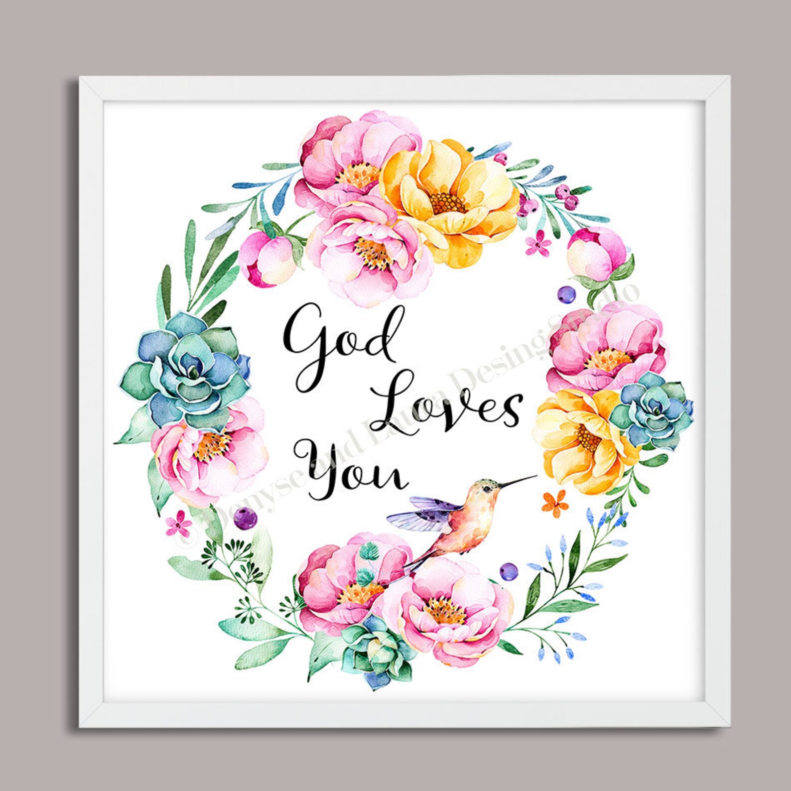 God Loves You Printable Wall Art Wall Decor Home Decor - Etsy