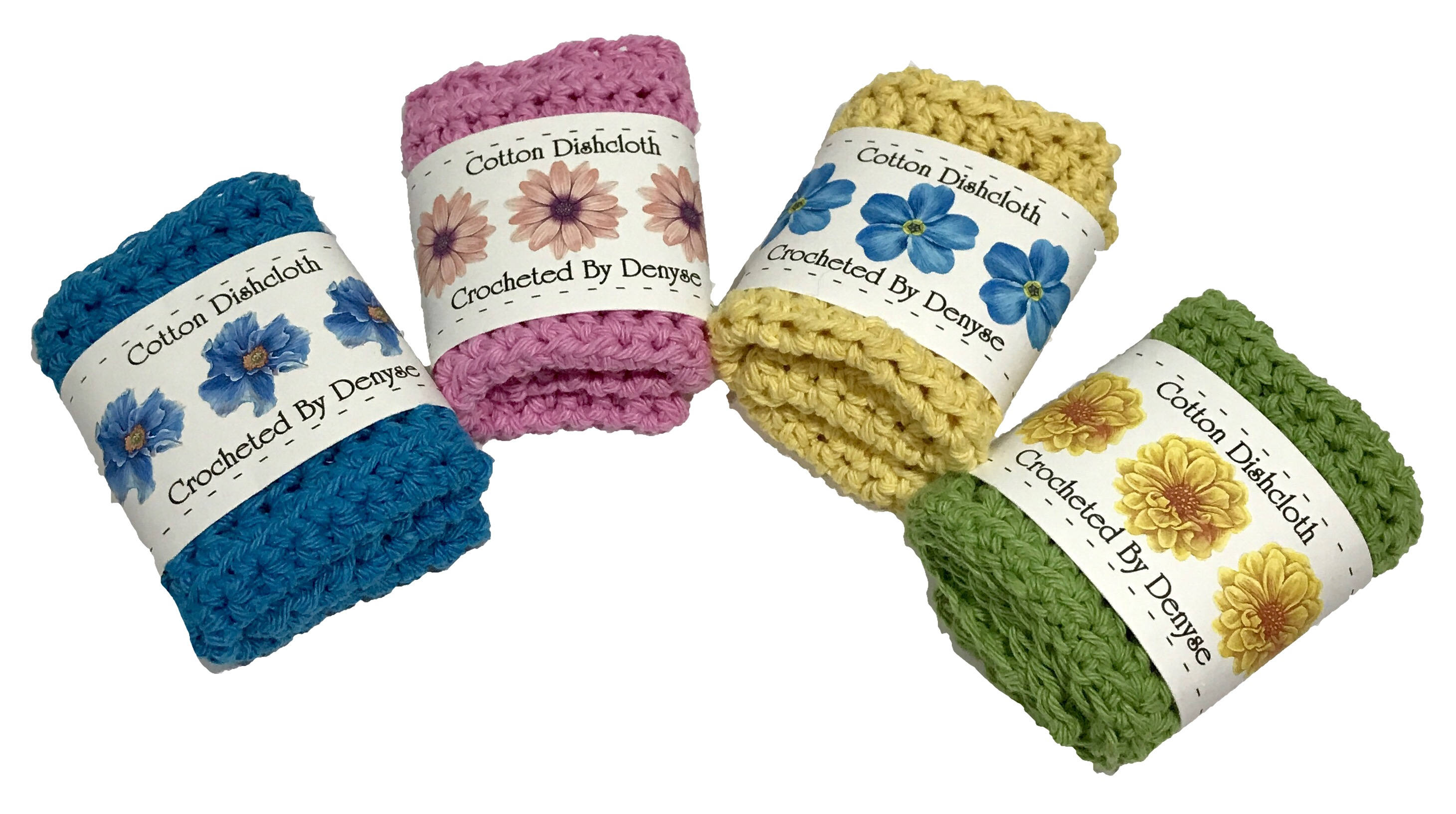 Buds in a Row Crochet Dishcloth Labels Packaging Tags Etsy
