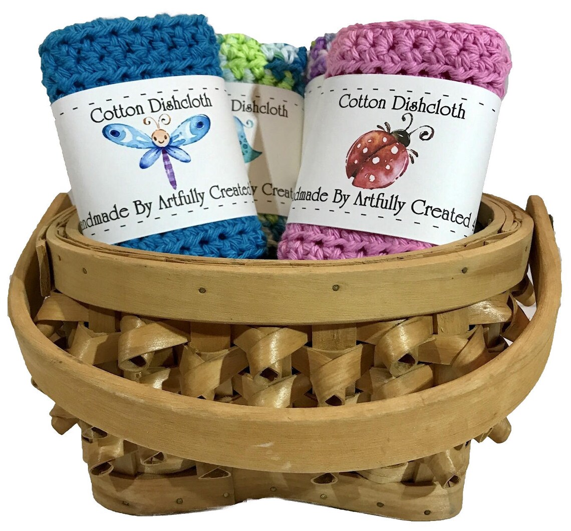 Crochet Dishcloth Labels Packaging Tags Crochet Wraps PDF Etsy