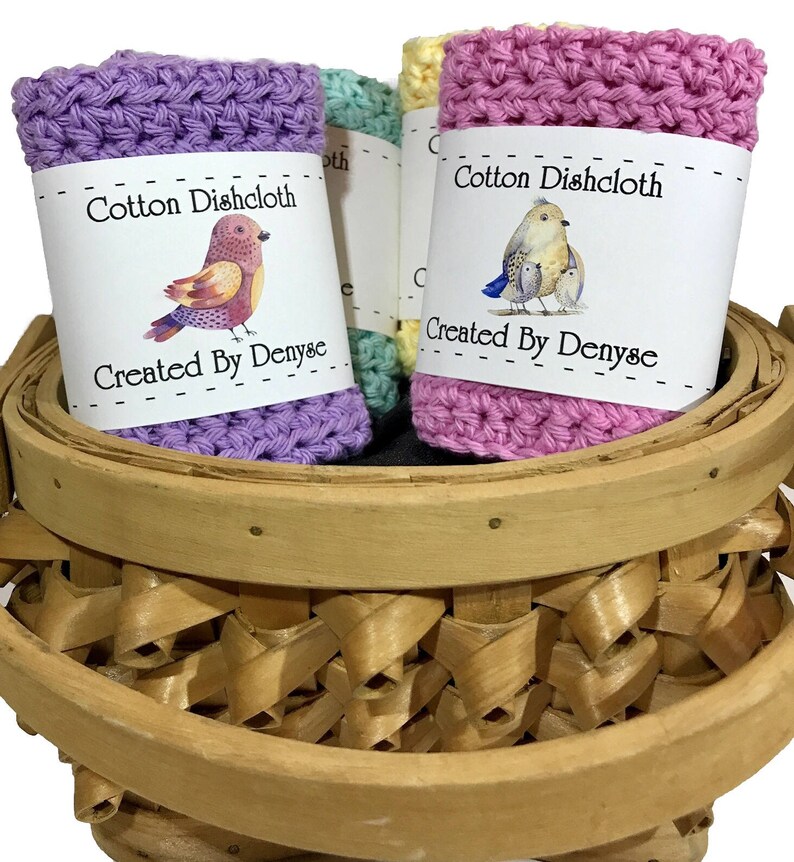 Crochet Dishcloth Labels Packaging Tags Crochet Wraps PDF Etsy