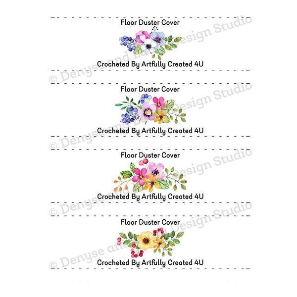 Summer Flowers Crochet Dust Cover Label, Packaging, Tags, Crochet Wraps, PDF File, Printable, Product Labels, Digital Download, Dish cloth